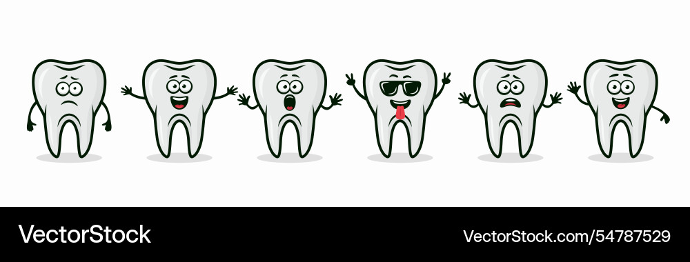 Adorable tooth characters showing different Adorable tooth characters showing different vector image