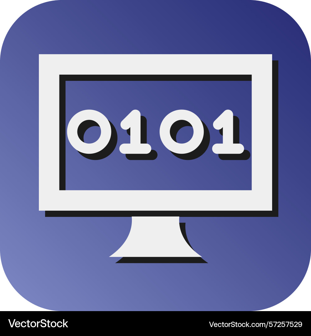 Binary code glyph gradient background icon vector image