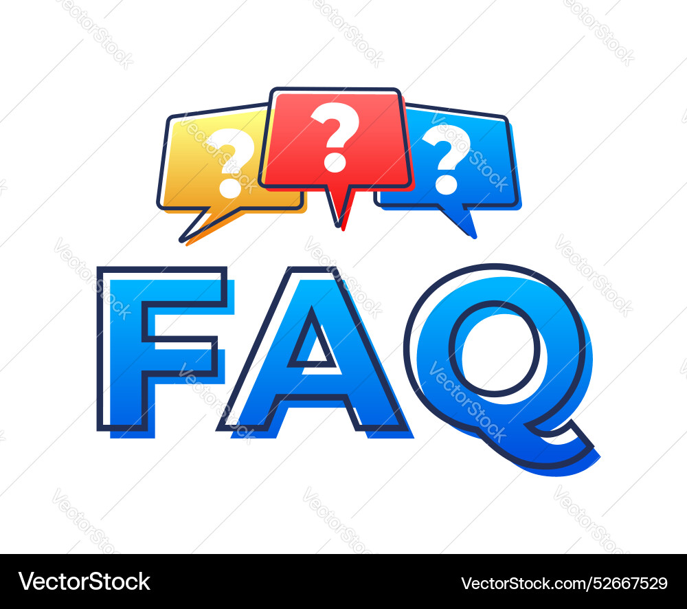 Faq banner with question marks in speech bubbles Faq banner with question marks in speech bubbles vector image