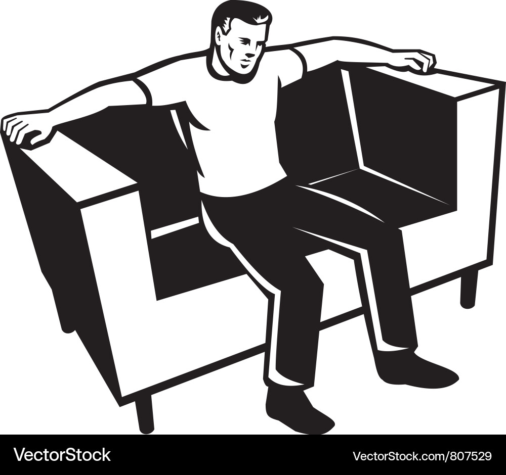 Man Relaxing on Couch Vector Image
