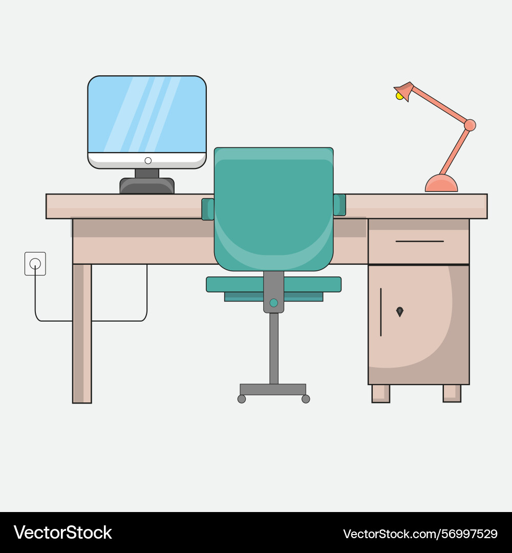 Modern office workspace desk setup with computer vector image