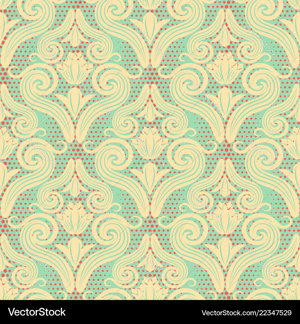 Seamless pattern of curls in the damascus style vector image