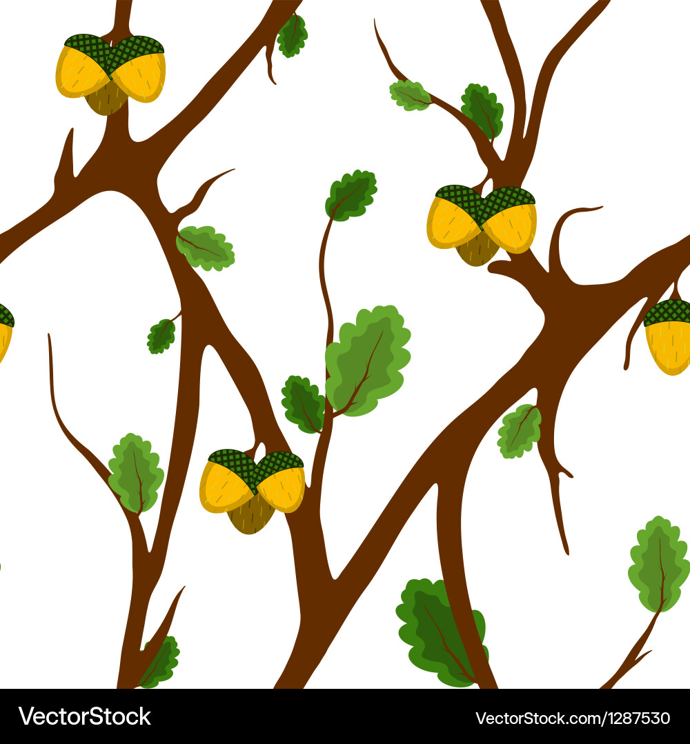 Acorn and oak seamless pattern vector image