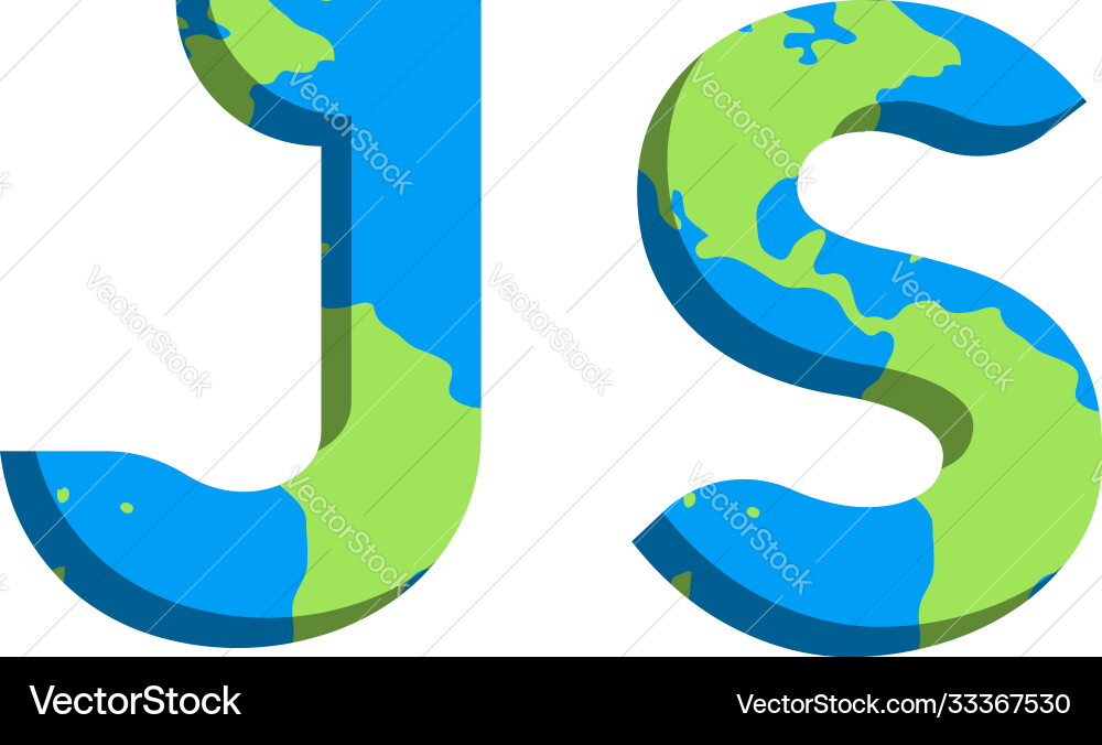 Initial js logo design with world map style Initial js logo design with world map style Vector Image
