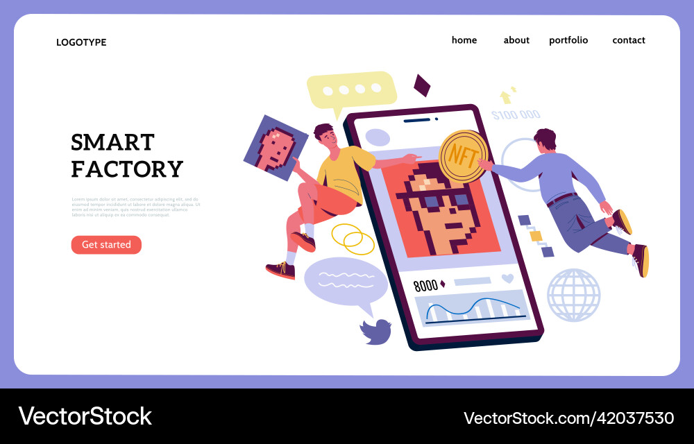 NFT Crypto Website Template vector image