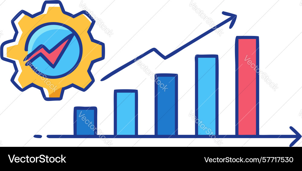 Optimized performance gear and graph design vector image