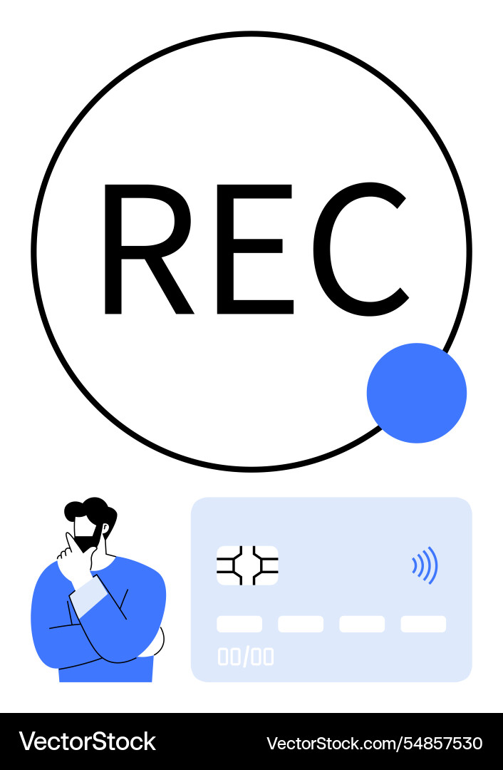 Recording concept with thinker figure circular Recording concept with thinker figure circular vector image