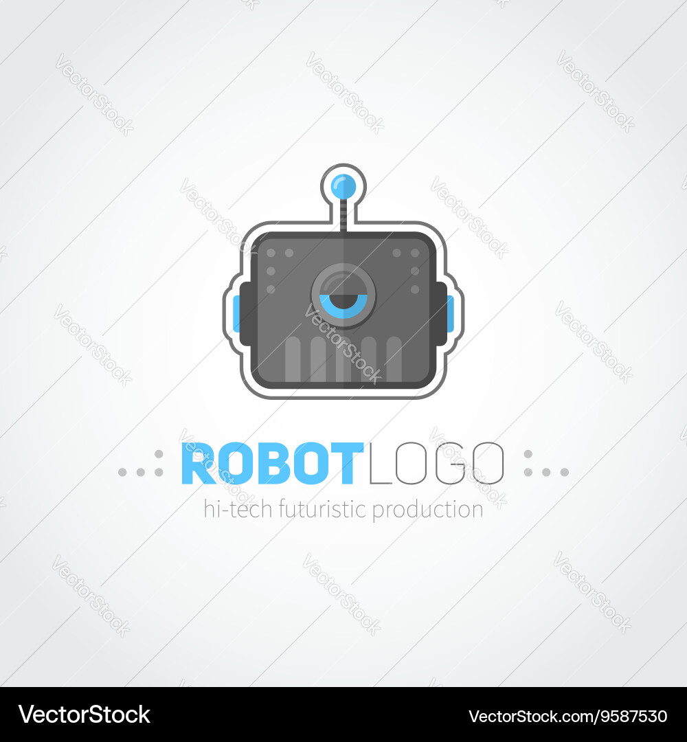 Robot head logotype in flat-style vector image