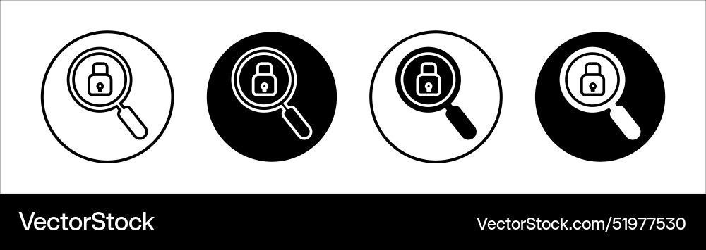 Security scan flat line icon set vector image