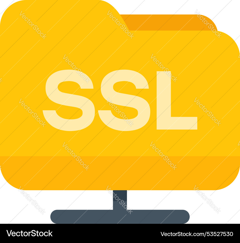 Yellow ssl folder connecting through server icon Yellow ssl folder connecting through server icon vector image