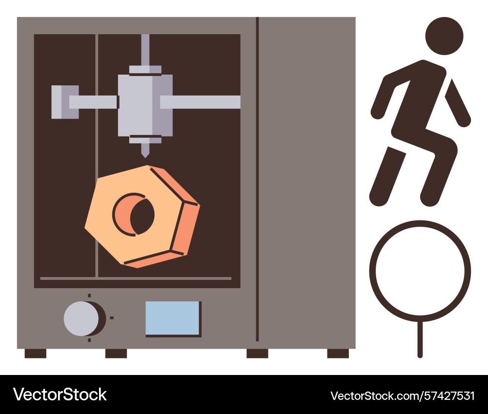 3d printer creating hexagonal object with abstract vector image