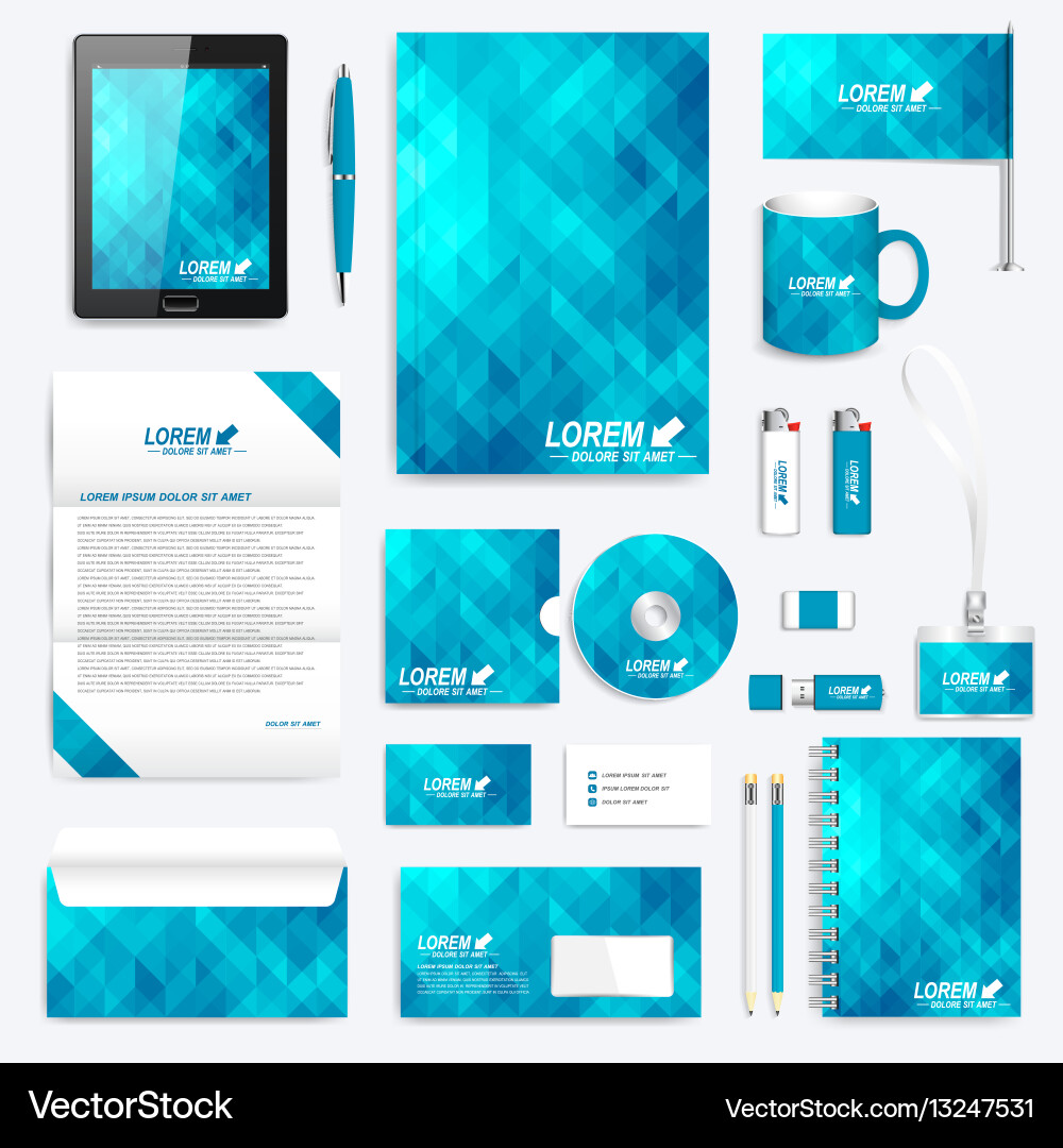 Blue Corporate Identity Template Vector Image