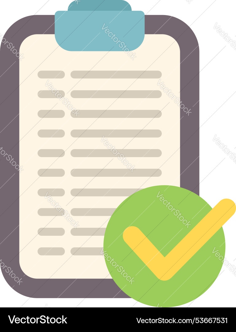 Clipboard showing check mark for successful task Clipboard showing check mark for successful task Vector Image