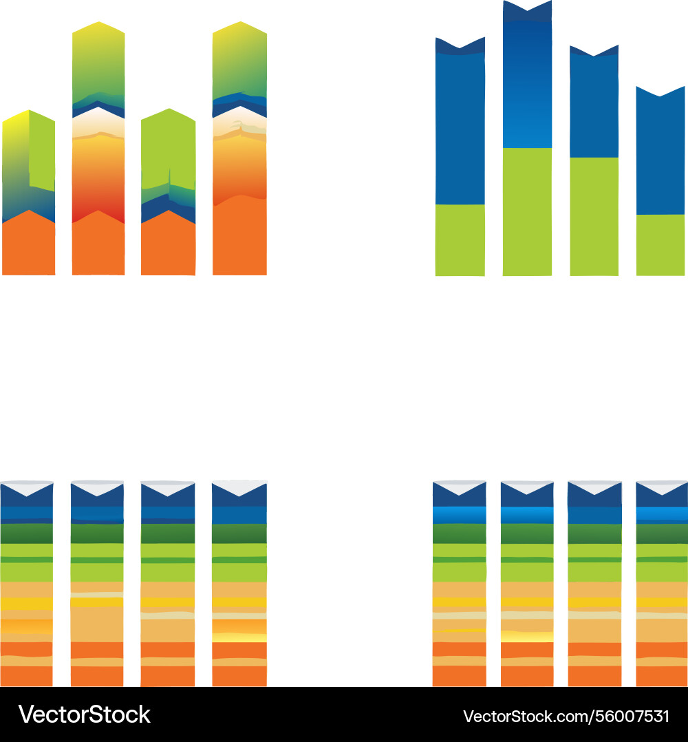 Colorful data visualization charts graphics set Colorful data visualization charts graphics set vector image