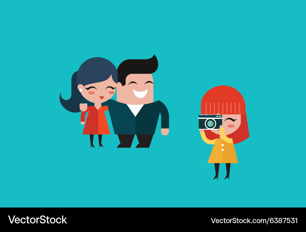 Couple Taking Photo Portrait Vector Image