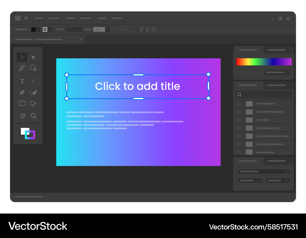 Dark Graphic Design Software UI Vector Image