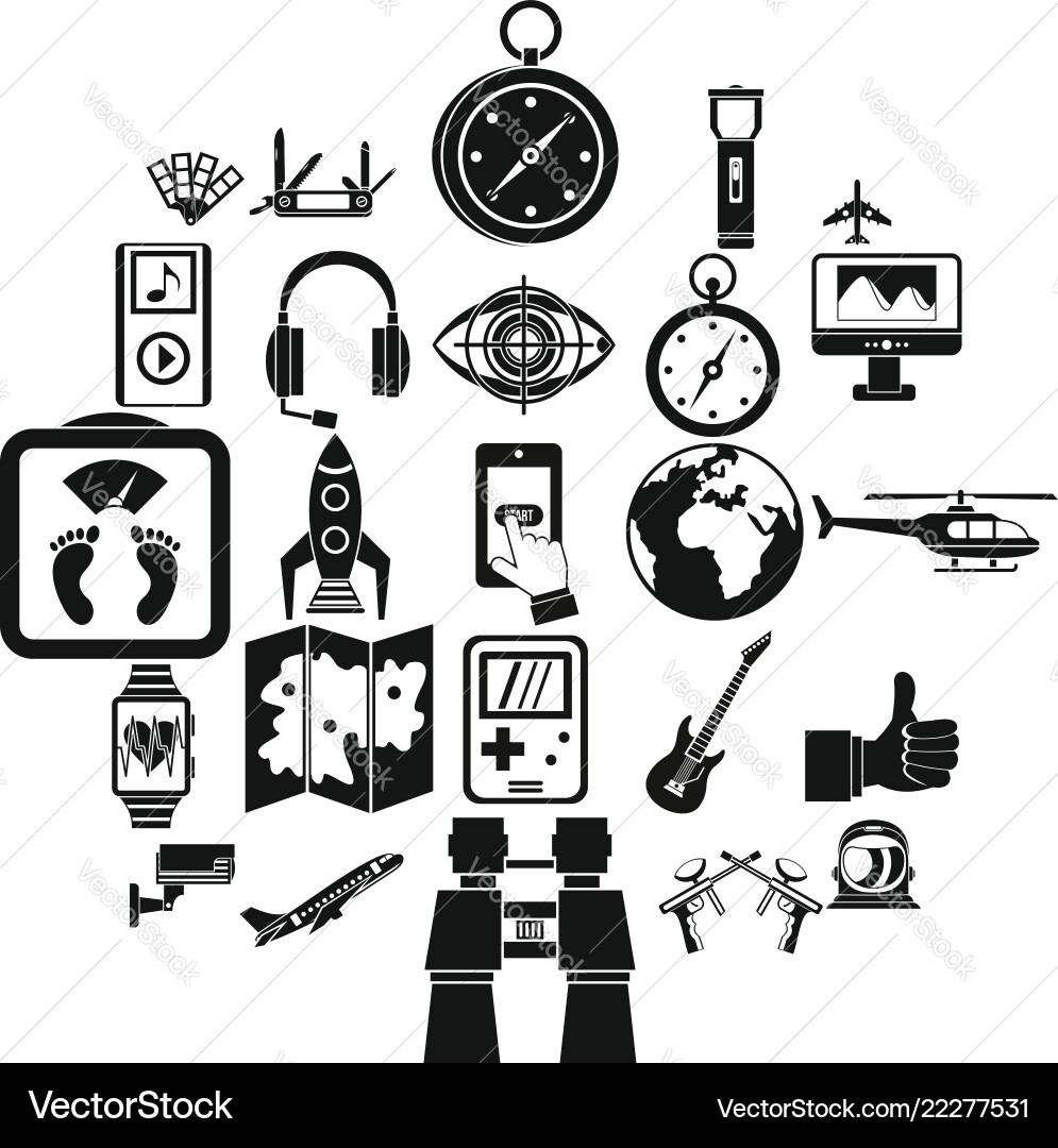 Flight icons set simple style Flight icons set simple style Vector Image