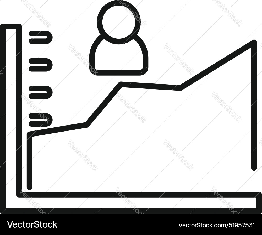 Line chart displaying business growth with user Line chart displaying business growth with user vector image