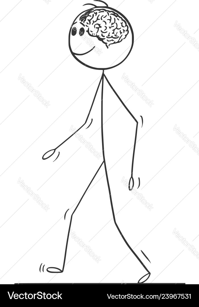 Man Walking with Brain Visible vector image