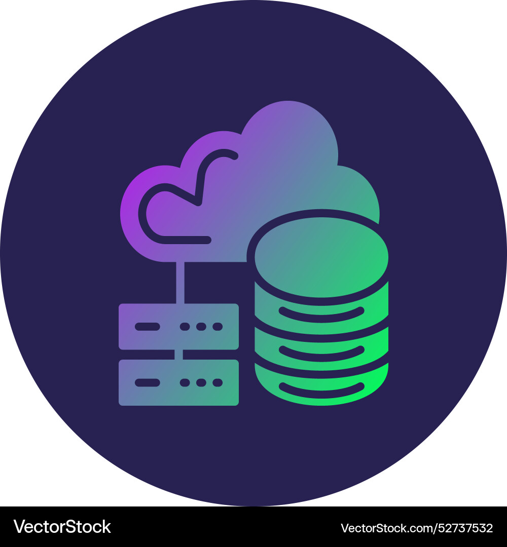 Database glyph circle gradient icon Vector Image
