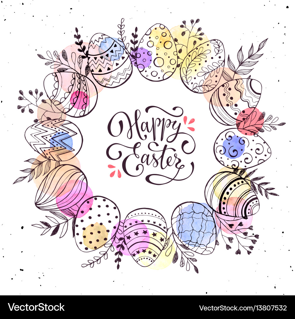 Easter eggs wreath Royalty Free Vector Image - VectorStock
