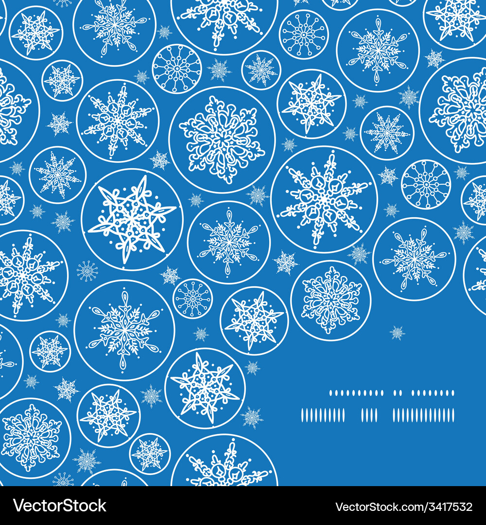 Falling snowflakes frame corner pattern background Vector Image