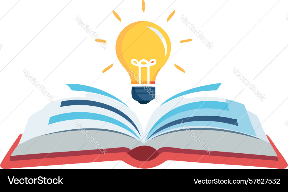 Idea open book with lightbulb learning design vector image
