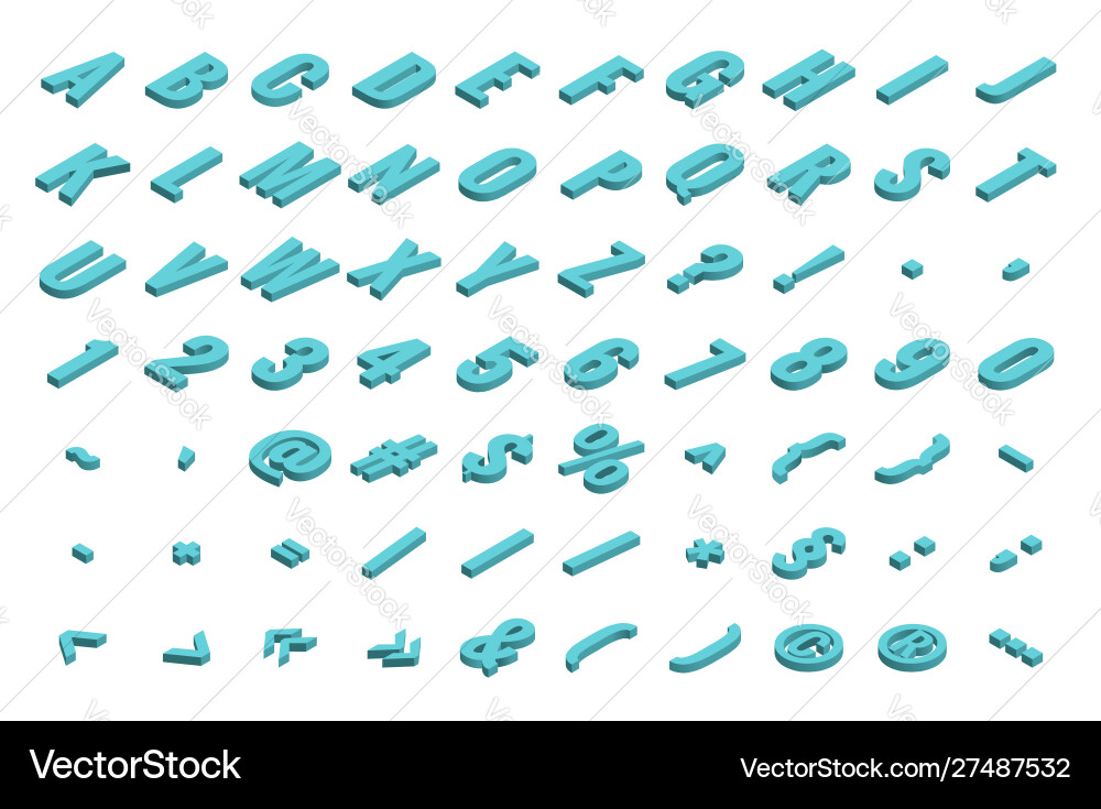 Isometric font alphabet isolated on background Isometric font alphabet isolated on background vector image