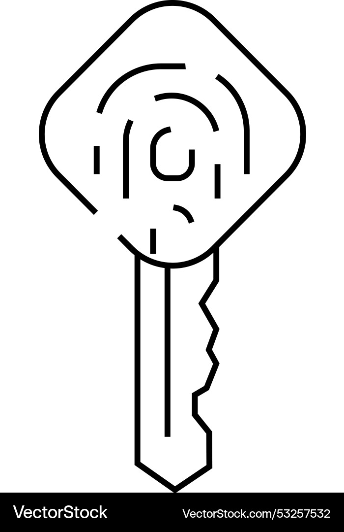 Key with fingerprint scanner line icon Key with fingerprint scanner line icon vector image