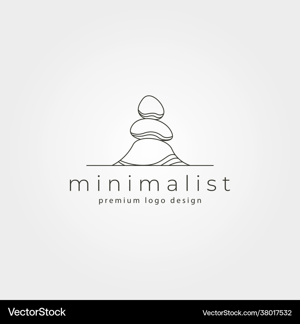Line art stone logo symbol minimalist design Line art stone logo symbol minimalist design vector image
