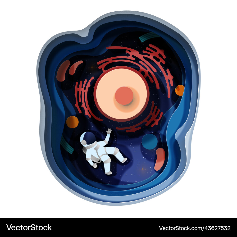 menschliche Körperzelle und Astronaut Papier schneiden Menschliche Körperzelle und Astronaut Papier schneiden vektorbild