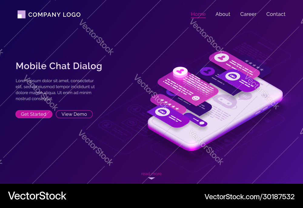 Mobile chat dialog application interface Mobile chat dialog application interface vector image