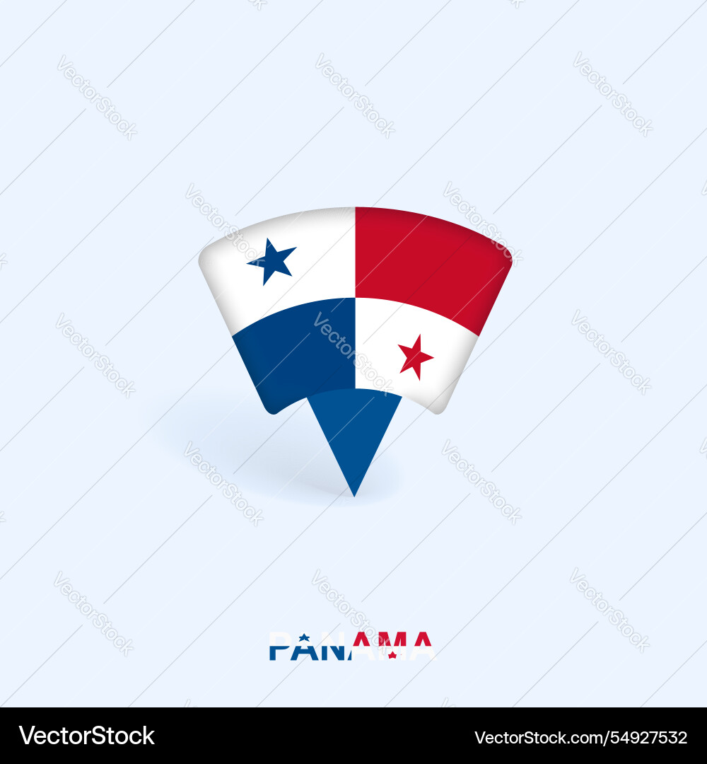 Panama flag map pointer design with shadow Panama flag map pointer design with shadow vector image