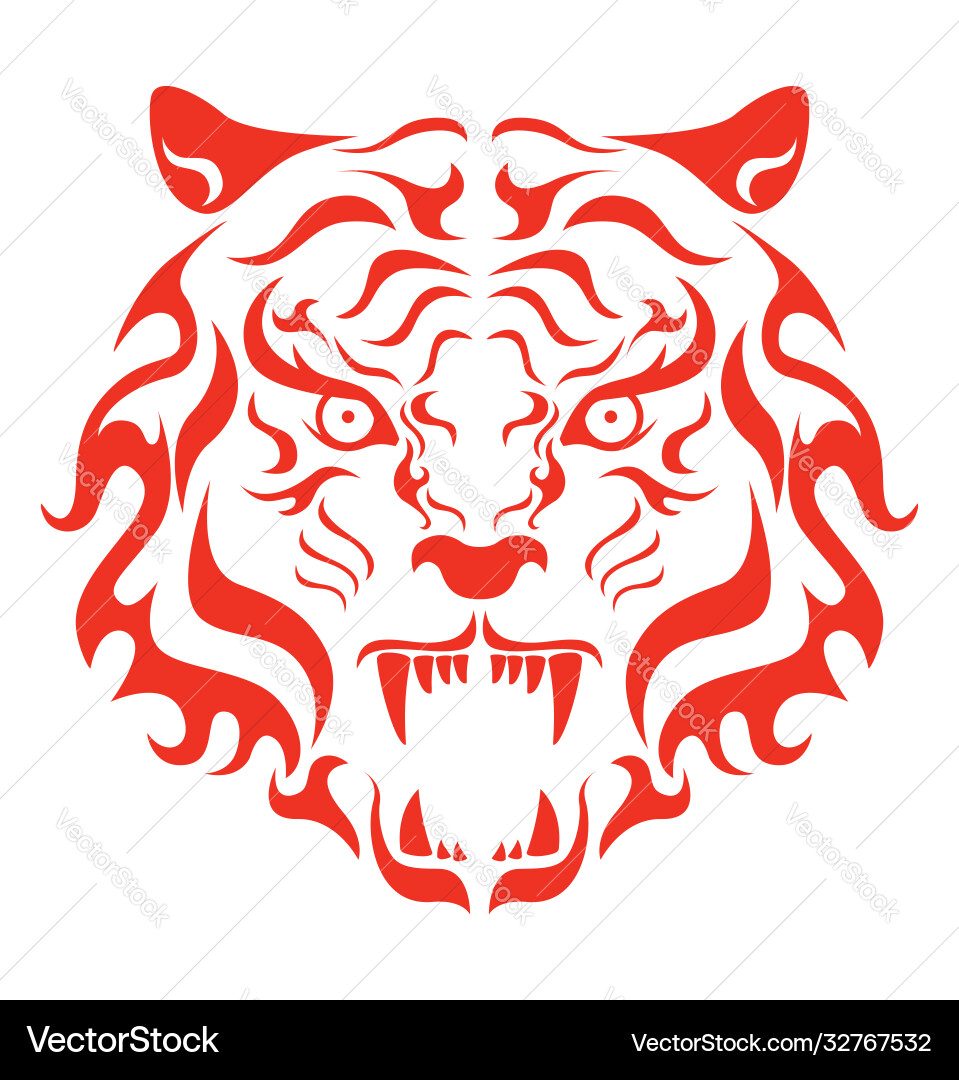 Tiger roaring head a vector image