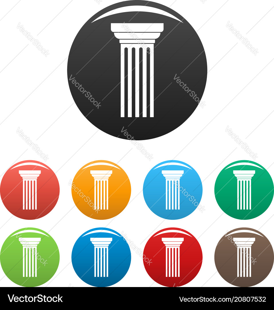 Triangular column icons set color Triangular column icons set color vector image