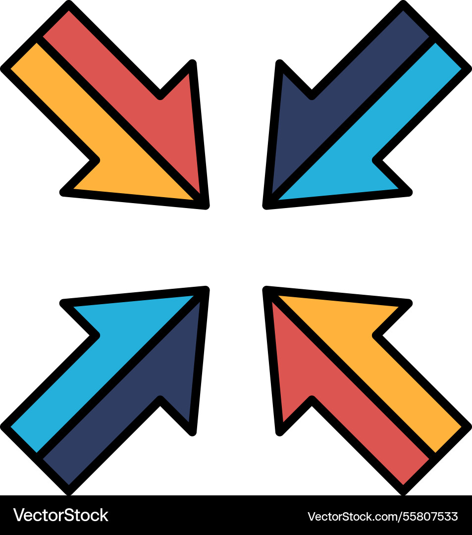 A four-pointed arrow pointing in different A four-pointed arrow pointing in different vector image