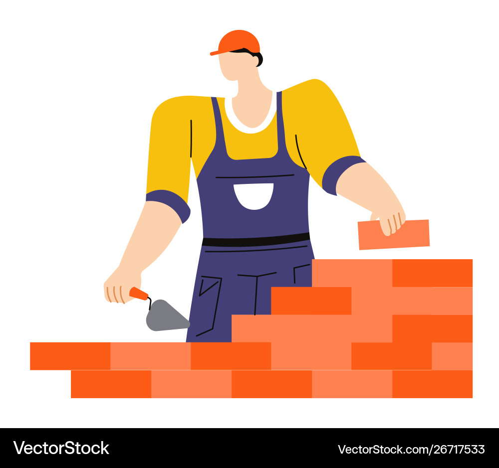 Building or construction works worker with putty Building or construction works worker with putty vector image