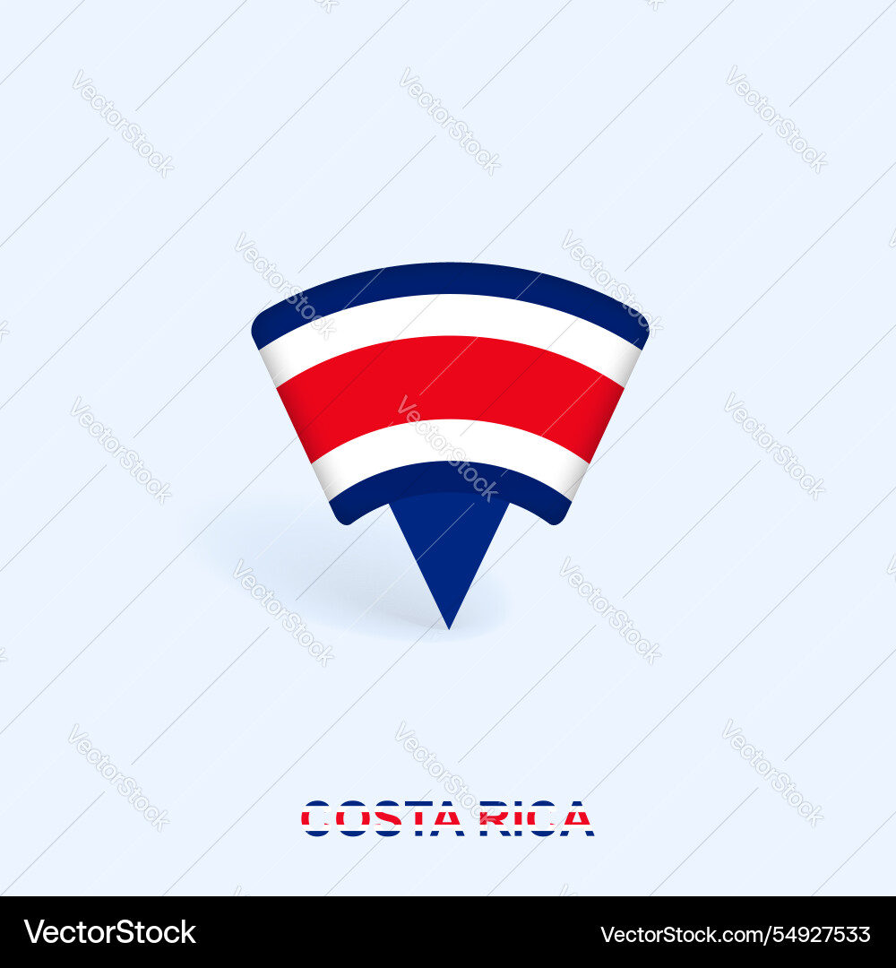 Costa rica flag map pointer design with shadow Costa rica flag map pointer design with shadow Vector Image