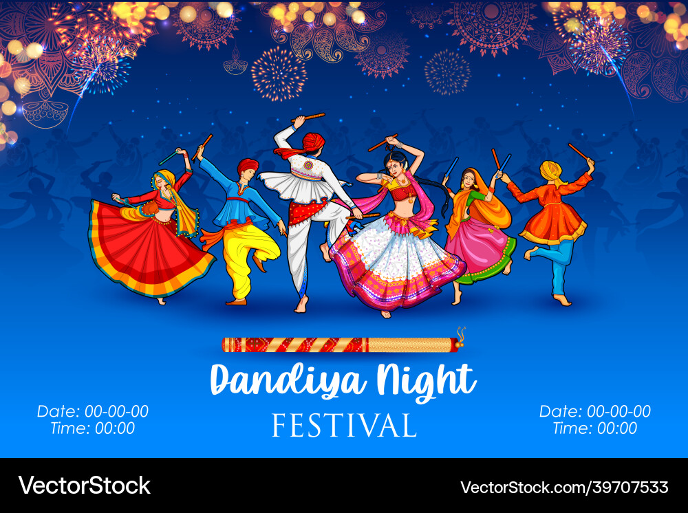 Dandiya Raas Night Festival Banner vector image