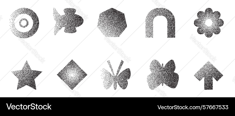 Grain black noise gradient various abstract shape vector image