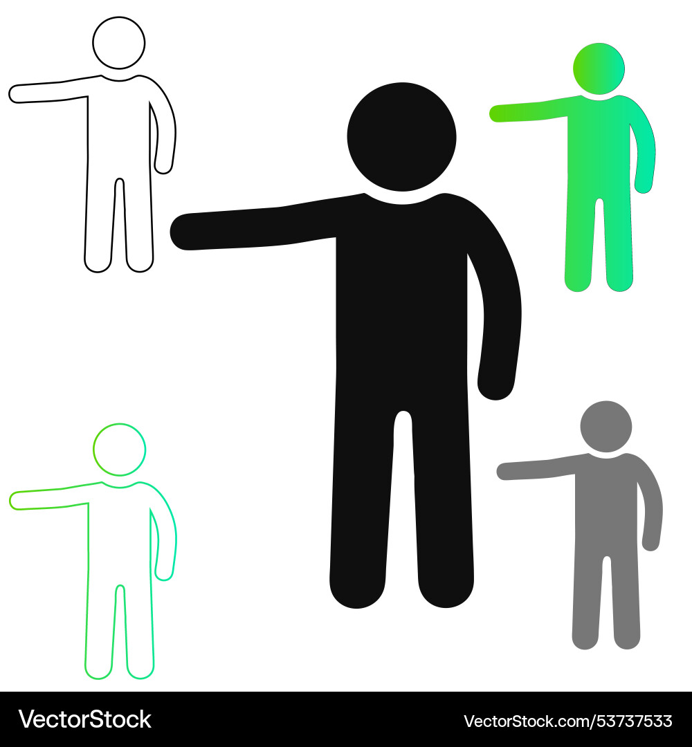 Man Pointing Finger - Gesture Icon Vector Image