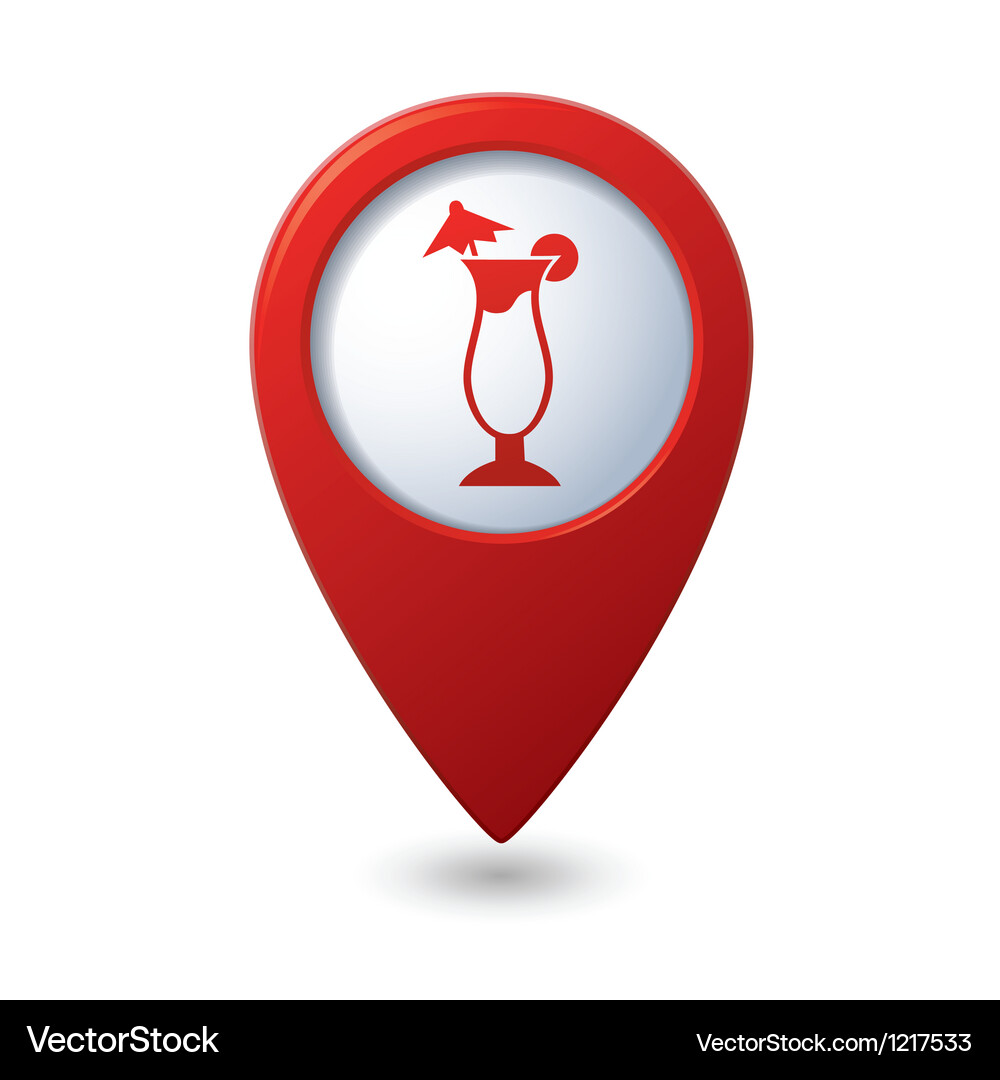 Map Pointer with Cocktail Vector Image
