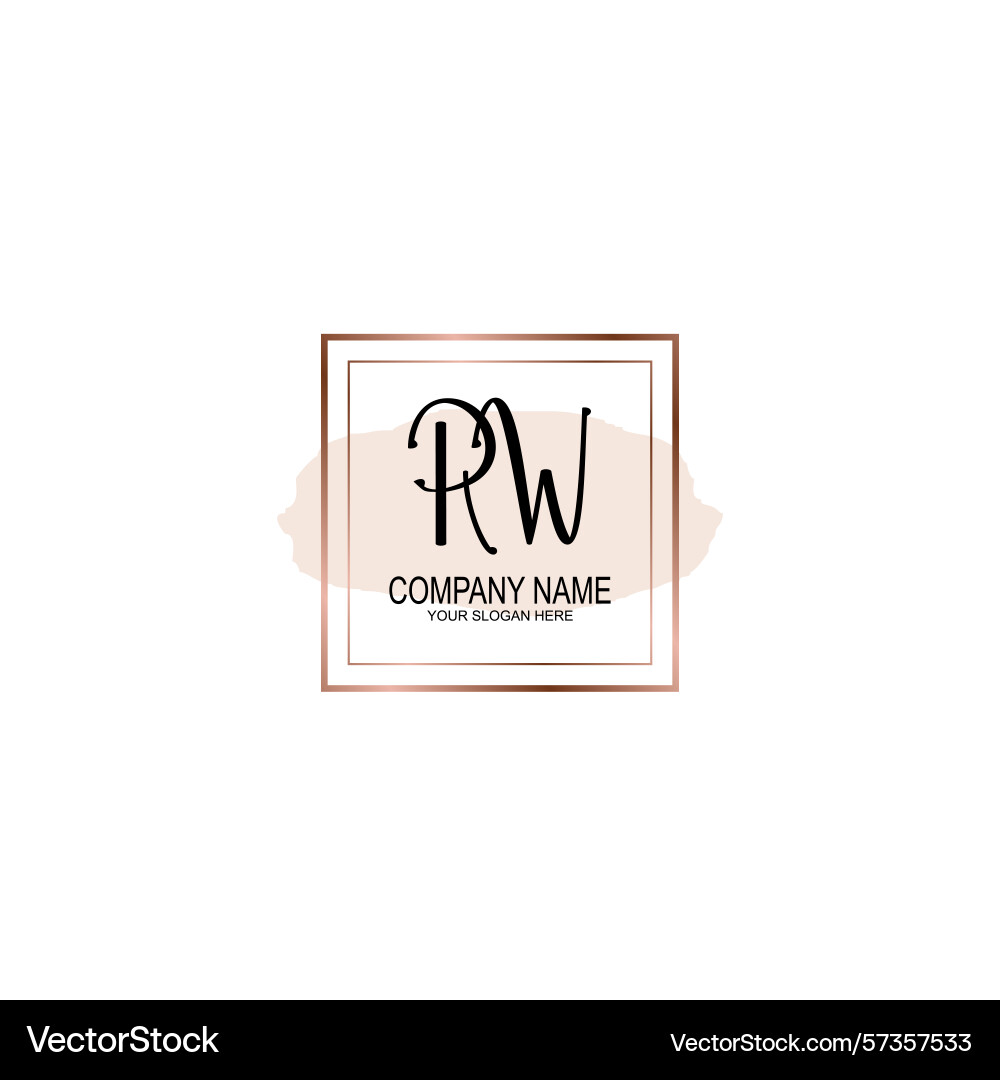 Minimalist handwritten rw initial logos with soft Vector Image