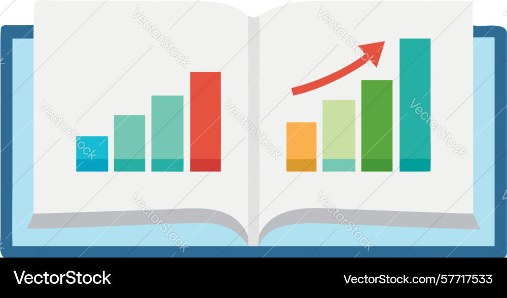 Perspective view book with bar graph design vector image