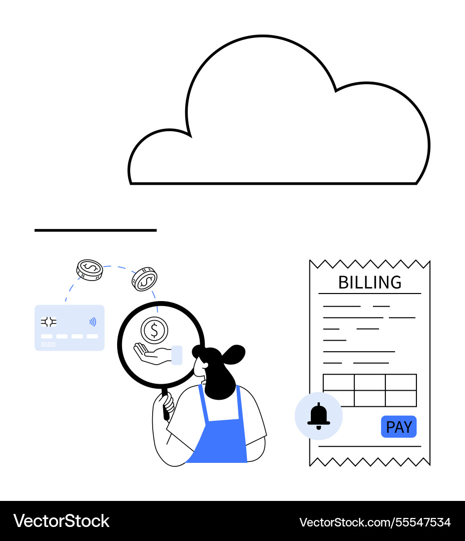 Cloud-based billing system with digital Vector Image