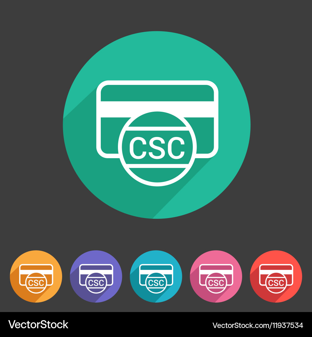 Csc card security code credit icon flat web sign vector image