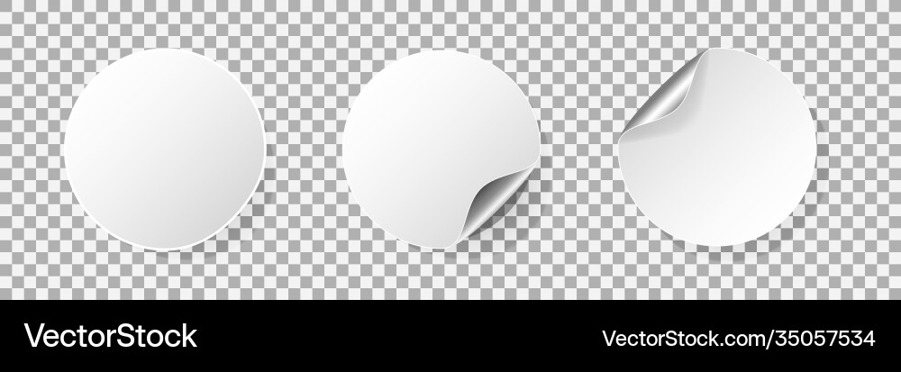 Round empty stickers with rolled corner and shadow Round empty stickers with rolled corner and shadow vector image