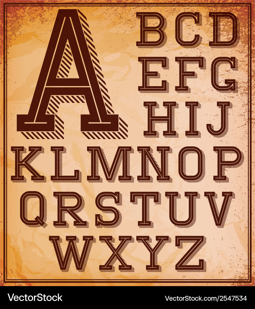 Set of stylized retro font on the background vector image