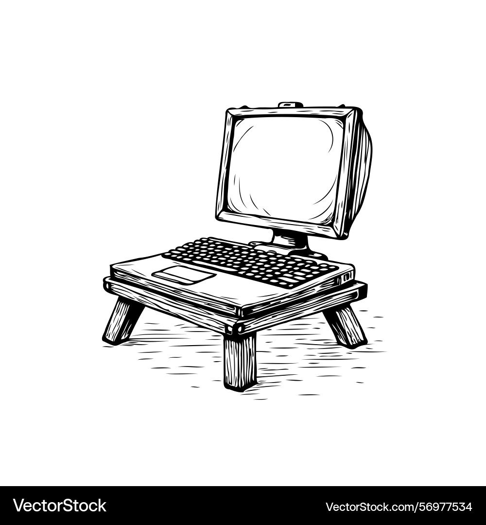 Surreal fusion of computer components forming Vector Image