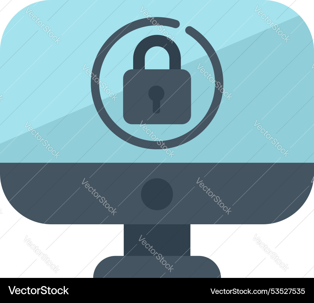 Computer security system showing lock icon Computer security system showing lock icon vector image